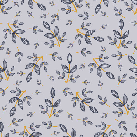 Modern seamless leaf pattern with blue backgroundのイラスト素材