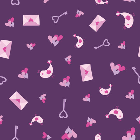 Purple Valentine Love Seamless Pattern Background Printのイラスト素材