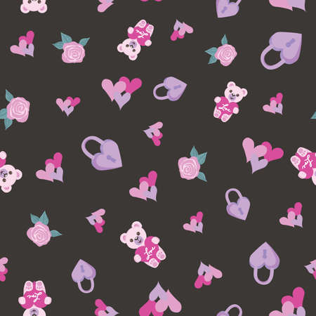 Pink Valentine Heart Seamless Pattern Background Printのイラスト素材