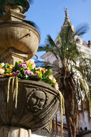 Fountain in the San Francisco Monestary in Quito, Ecuadorのeditorial素材