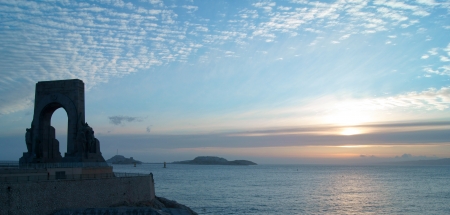 World War I Memorial and the Mediterranean in Marseille, Franceのeditorial素材