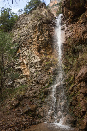 Landscape with waterfall in Vouraikos gorge, Peloponnese, Greeceの写真素材