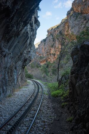 Cog Railway in Vouraikos gorge , Peloponnese, Greeceの写真素材