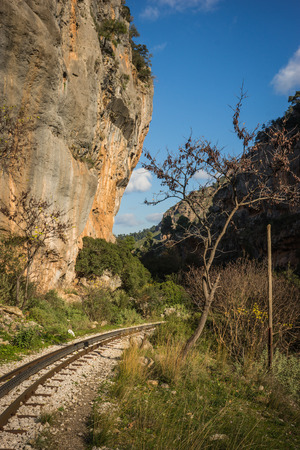 Cog Railway in Vouraikos gorge , Peloponnese, Greeceの写真素材