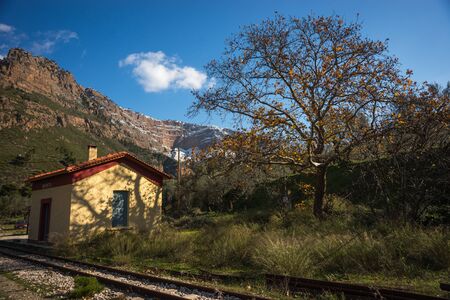 Landscape in Vouraikos gorge, Peloponnese, Greeceの写真素材