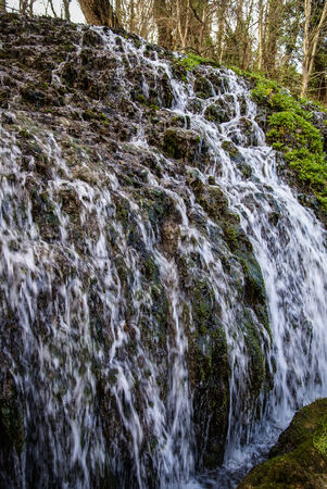 Scenic waterfalls at the park of Monasterio de Piedra, Zaragoza, Aragon, Spainの写真素材