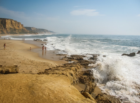 Image of a sandy beach at Valle Furado, Portugalの写真素材