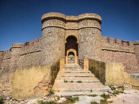 Ruins of a castle at Chinchilla de Montearagon, Castilla la Mancha, Spainの写真素材