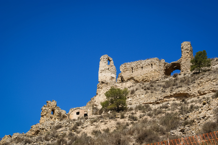 Ruins of an ancient  castle at Farfania, Catalonia, Spainの写真素材