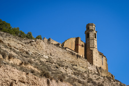 Ruins of an ancient  castle at Farfania, Catalonia, Spainの写真素材