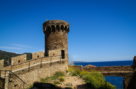 Ruins of a medieval town at Tossa de Mar, Catalonia, Spainの写真素材