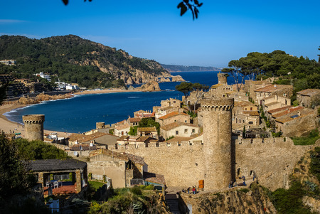 Ruins of a medieval town at Tossa de Mar, Catalonia, Spainの写真素材