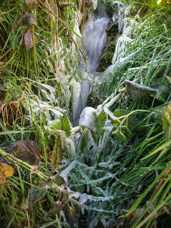 Winter frozen landscape  in Tobera, Burgos, Castilla y Leon, Spainの写真素材