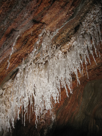 Natural crystals of salt in salt caves, Salt mountain, Cardona, Catalonia, Spainの写真素材