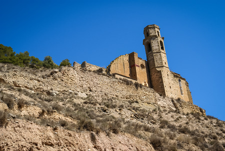 Ruins of an ancient  castle at Farfania, Catalonia, Spainの写真素材