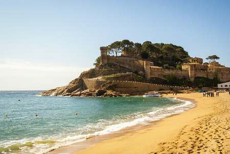 Ruins of a medieval town at Tossa de Mar, Catalonia, Spainの写真素材