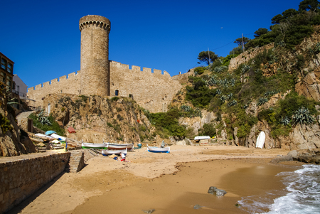 Ruins of a medieval town at Tossa de Mar, Catalonia, Spainの写真素材
