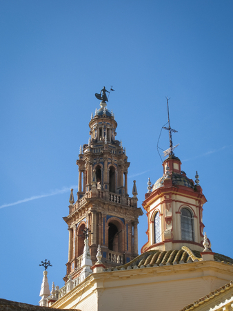 Cityscape with a church at Carmona, Andalusia, Spainの写真素材