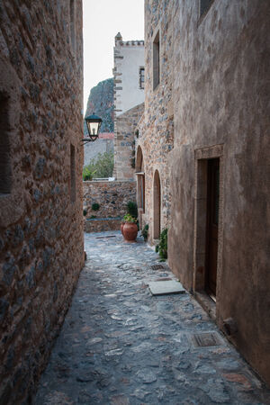 Cityscape at medieval town of Monemvasia, Peloponnese, Greeceの写真素材