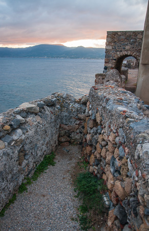 Cityscape  with seaview at medieval town of Monemvasia, Peloponnese, Greeceの写真素材