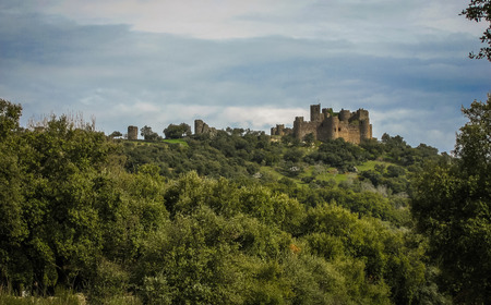 Ruins of a castle at Salvatiera de los Barros, Extremadura, Spainの写真素材