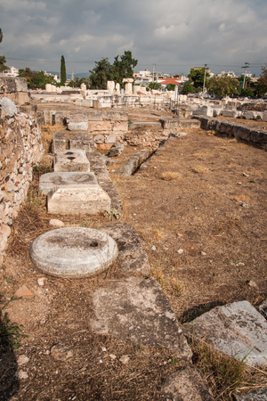 Ancient Greek ruins at the archaeological place of Ancient Elevsina, Peloponnese, Greeceの写真素材
