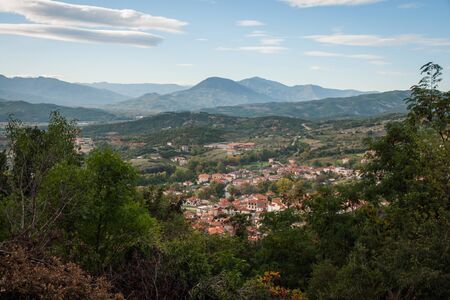 Picturesque mountain cityscape in Kastraki, Meteora, Greece