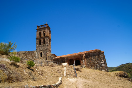 Image of ruins of an ancient monastery at Almonaster la Real, Huelva, Andalusia, Spainの写真素材