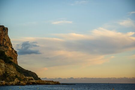 Scenic seascape at sunset, Cassis, South Franceの写真素材