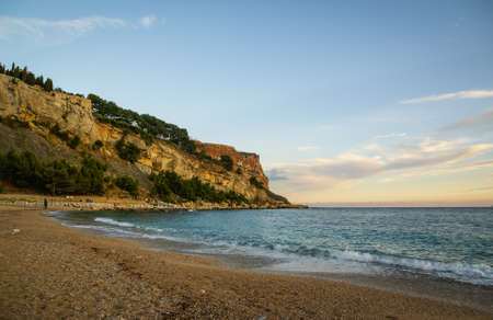 Scenic seascape at sunset, Cassis, South Franceの写真素材