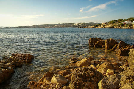 Scenic seascape at sunset, Cote d'Azur, Franceの写真素材