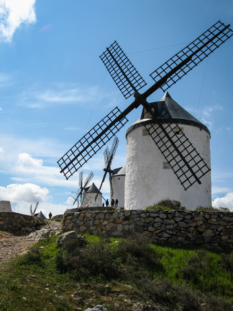 Image of Windmills on a hill at Consuegra, Spainの写真素材