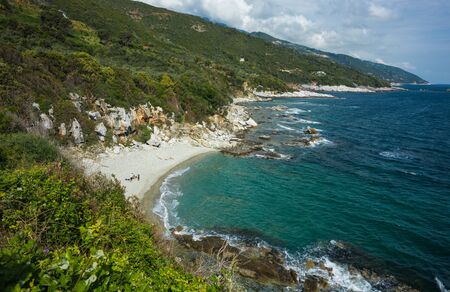 Picturesque landscape of the beach, Pelion, Greeceの写真素材