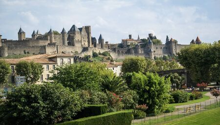 Image of a medieval town, Carcassonne, South Franceのeditorial素材