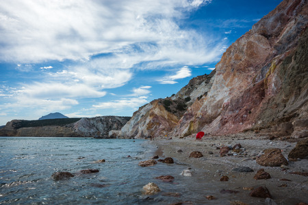Beautiful and rare natural colors of Firiplaka beach, Milos, Greeceの写真素材