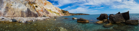 Beautiful and rare natural colors of Firiplaka beach, Milos, Greeceの写真素材