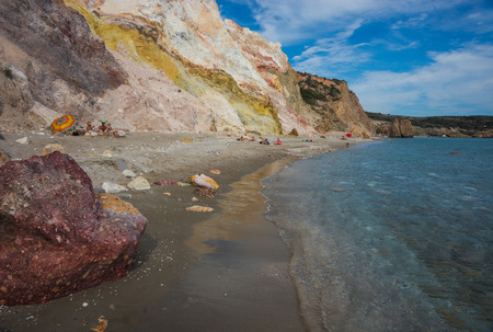 Beautiful and rare natural colors of Firiplaka beach, Milos, Greeceの写真素材