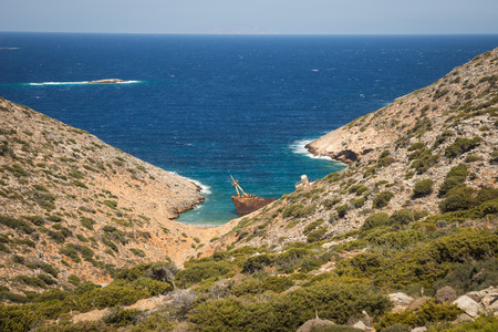 Scenic image of shipwreck, Amorgos, Cyclades, Greeceの写真素材