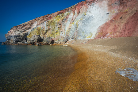 Beautiful and rare natural colors of Palepchori beach, Milos, Greeceの写真素材