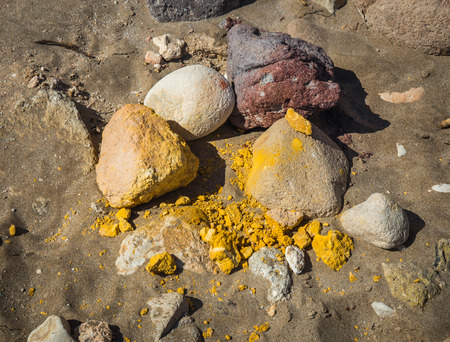 Beautiful natural colors of Firiplaka beach, Milos, Greeceの写真素材