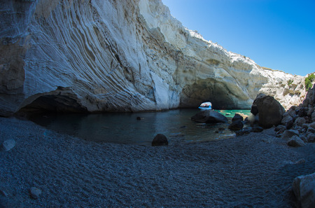 Image of unique sea cave Sykia on  island of Milos , Greeceの写真素材