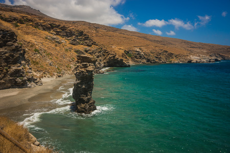 Image of unique rock formations on the beach Grias Pidima, Andros, Greeceの写真素材