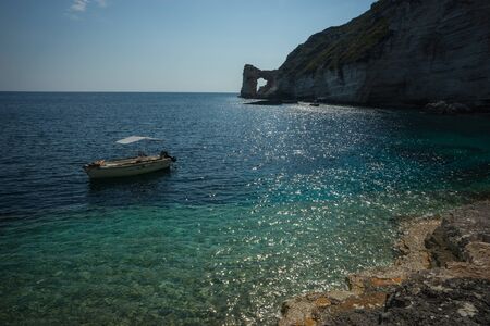 Scenic seascape, cliffs and beaches on the island of Paxi, Greeceの写真素材