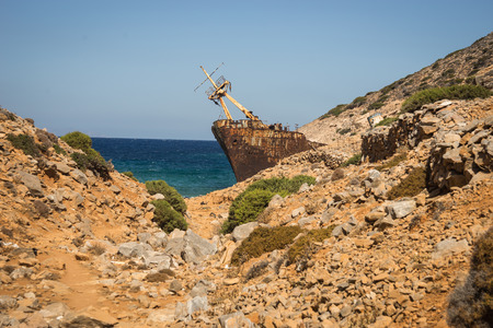 Scenic image of shipwreck, Amorgos, Cyclades, Greeceの写真素材