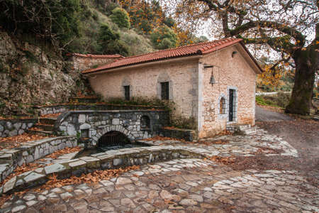 Scenic seasonal landscape in Lousias Gorge, Peloponnese, Greeceの写真素材