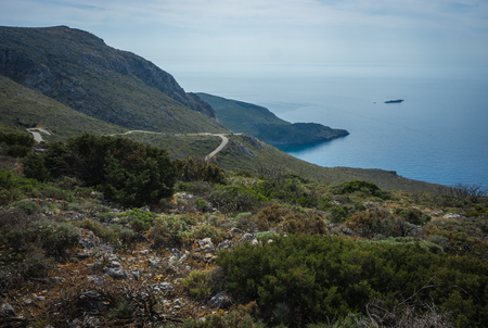 Scenic and beautiful landscape with seaview, Kythira, Greeceの写真素材