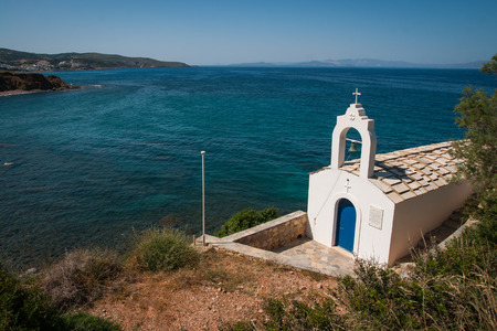 Image of a small white church, Kythira, Greece