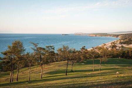 Scenic and beautiful landscape with lake Baikal, Russiaの写真素材