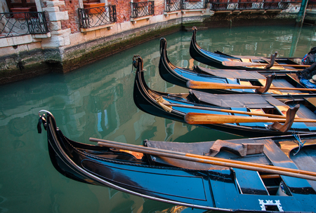 Scenic view to the gondolas, Venice, Italyの写真素材