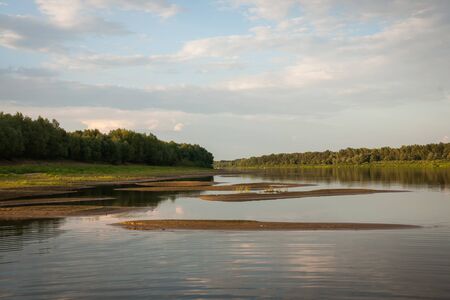 The picturesque landscape with river Akhtuba, Russiaの写真素材
